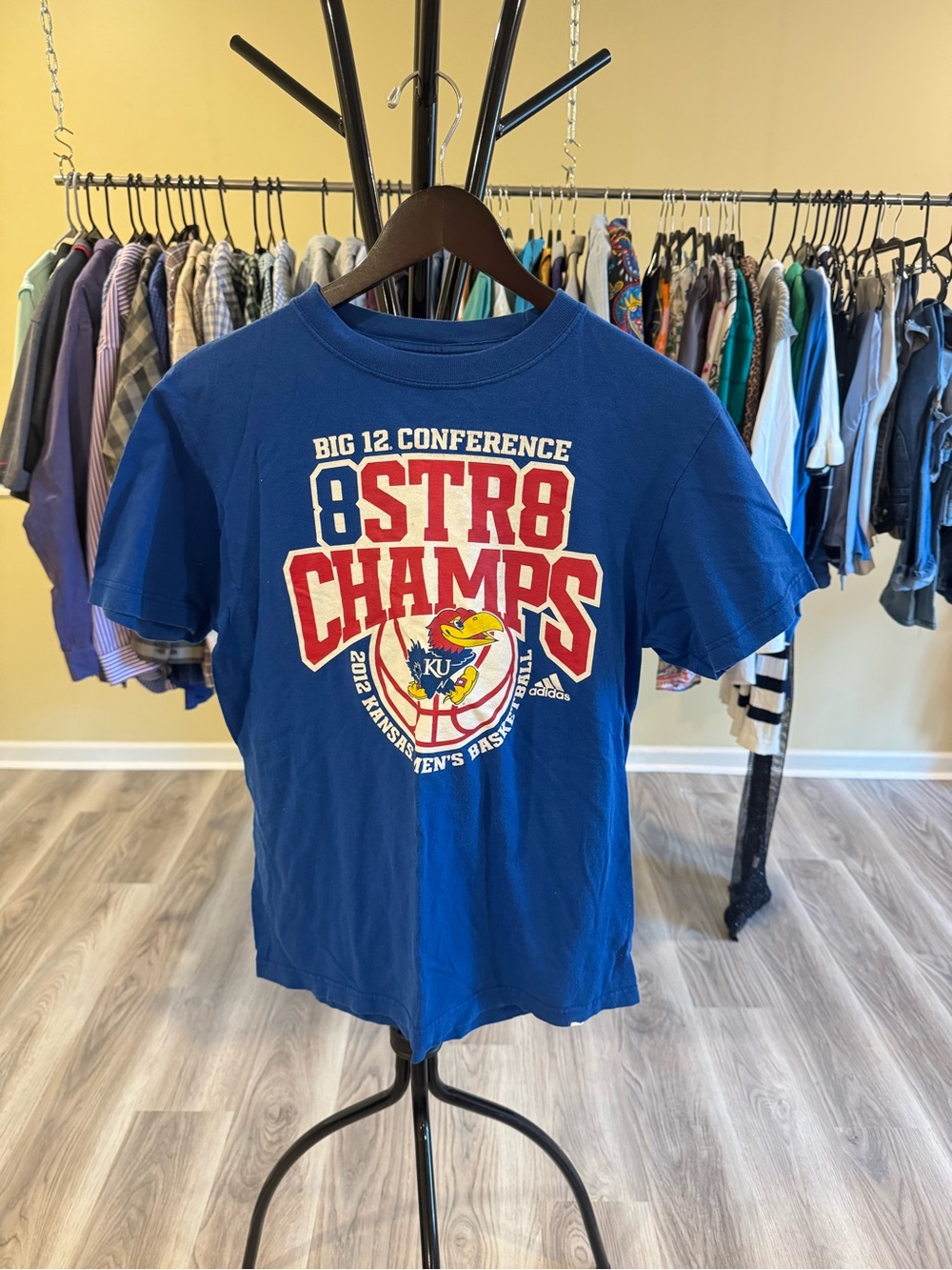 Adidas Blue KU Jayhawk Big 12 Champs Shirt